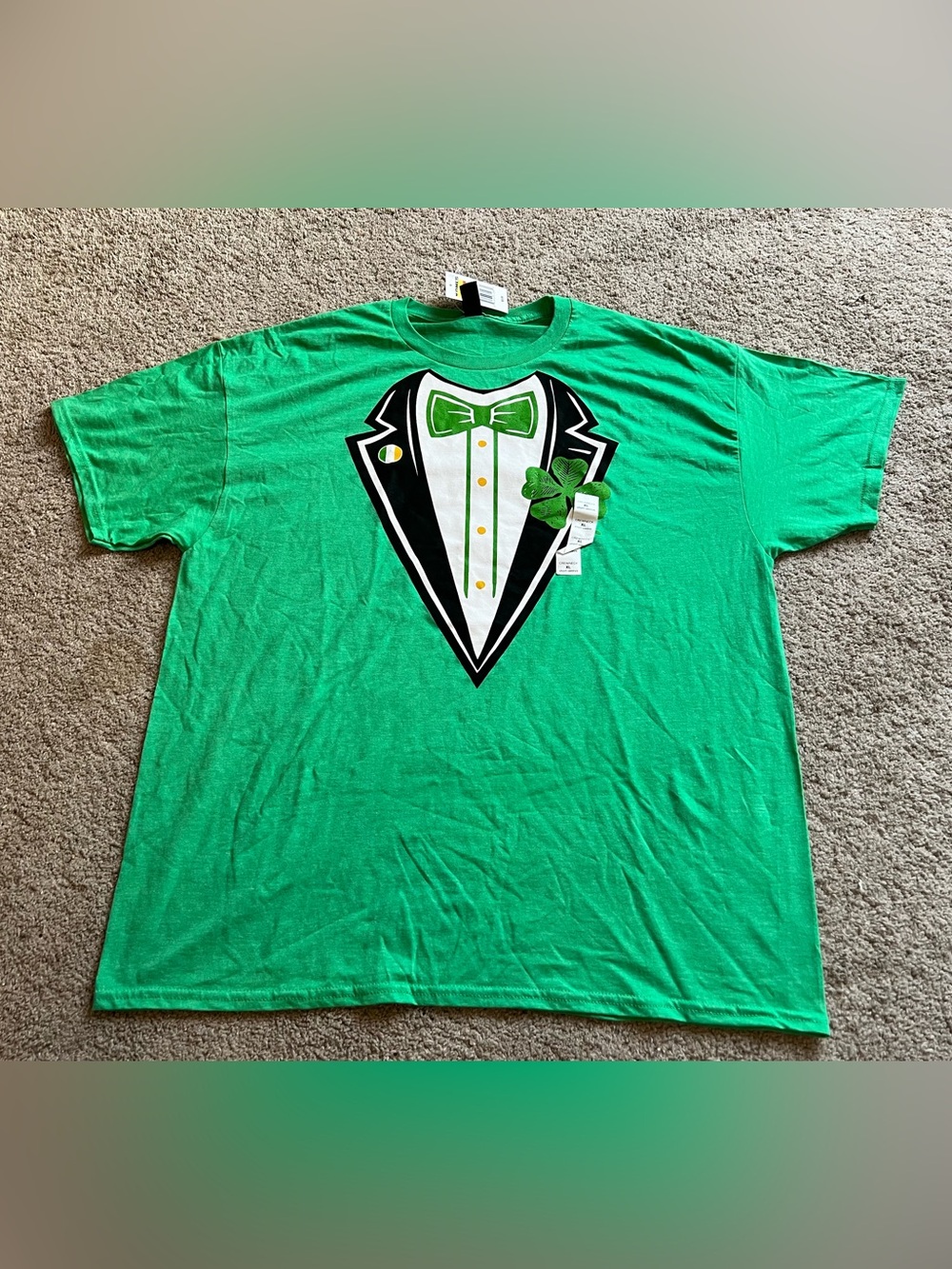 Green St Patrick’s Day Novelty Tuxedo Graphic Men’s Shirt